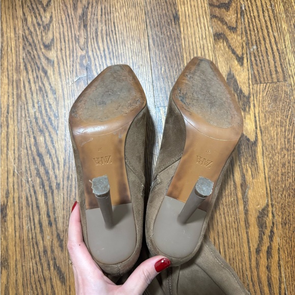 Zara Brown Suede Women's Boots - Picture 2 of 4